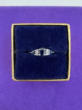 💛 14k White Gold Blue & White Sapphire Ring